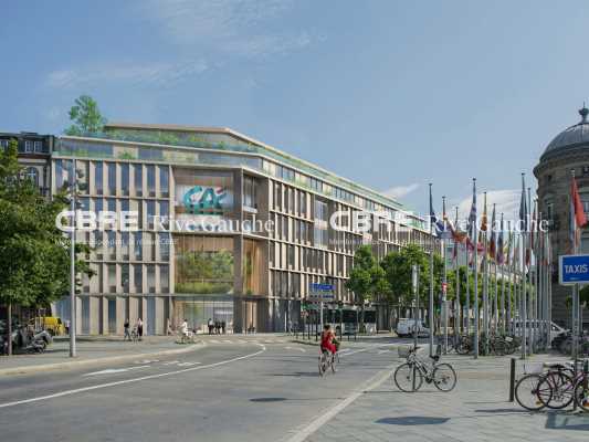 Rive Gauche CBRE vous propose à la location, des bureaux neufs au pied de la Gare TGV de Strasbourg. Avec une visibilité exceptionnelle,  ces bureaux certifiés BREEAM 